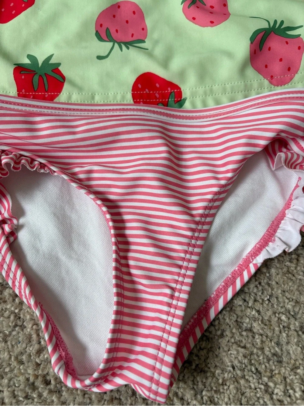 Carters Baby Toddler Girl Swimsuit 4T Rashguard Bottoms Strawberry Pink Green